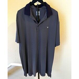 Callaway Golf Polo Mens XL Navy Blue White Striped Performance Short Sleeve